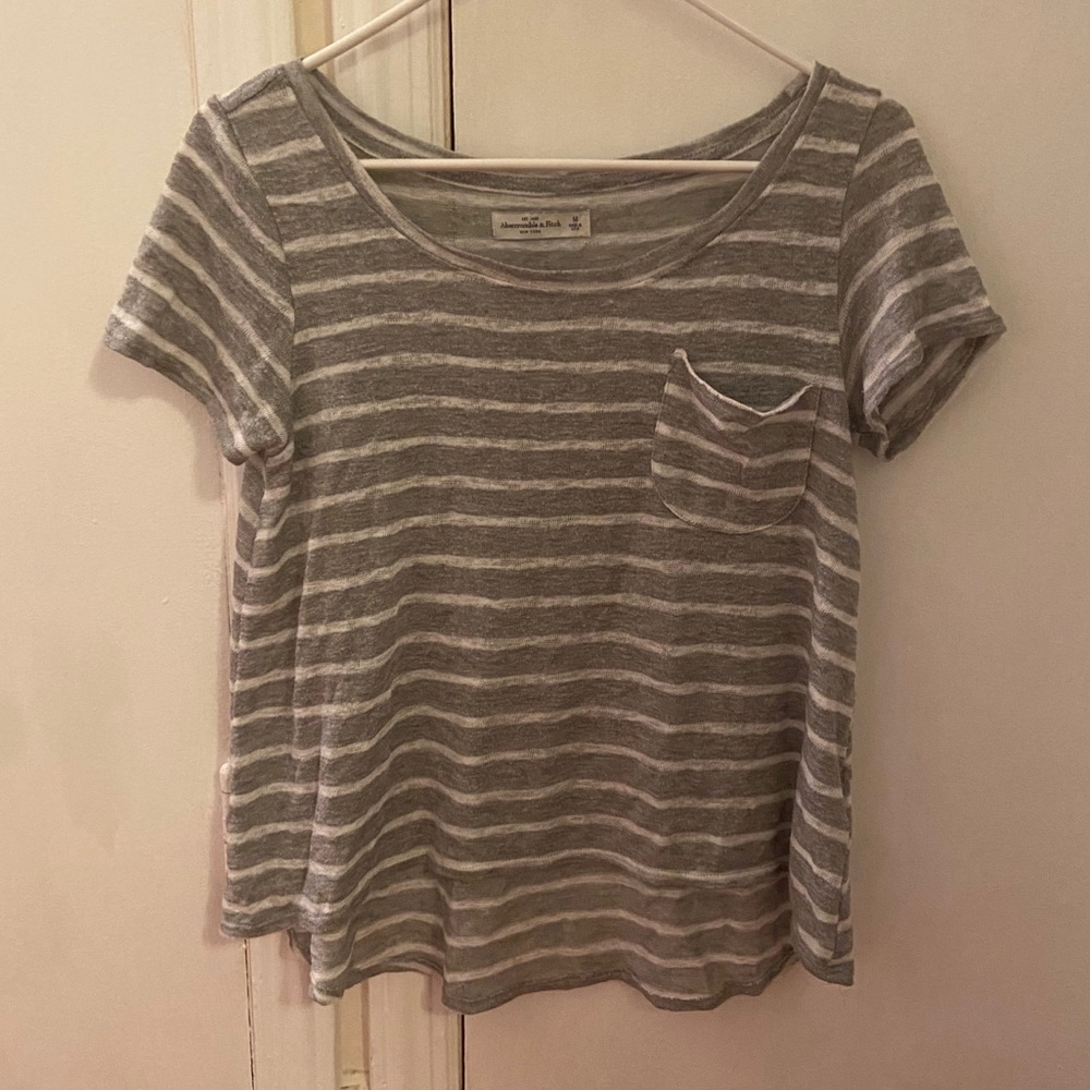 Abercrombie Grey/White Striped T-shirt